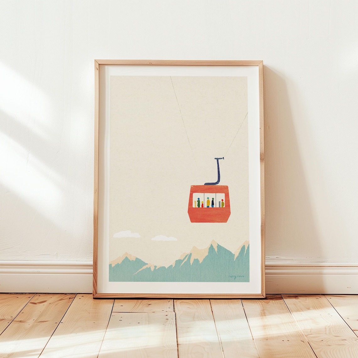 Skiing Cable Car by Henry Rivers Mountain Art Print - Image 3