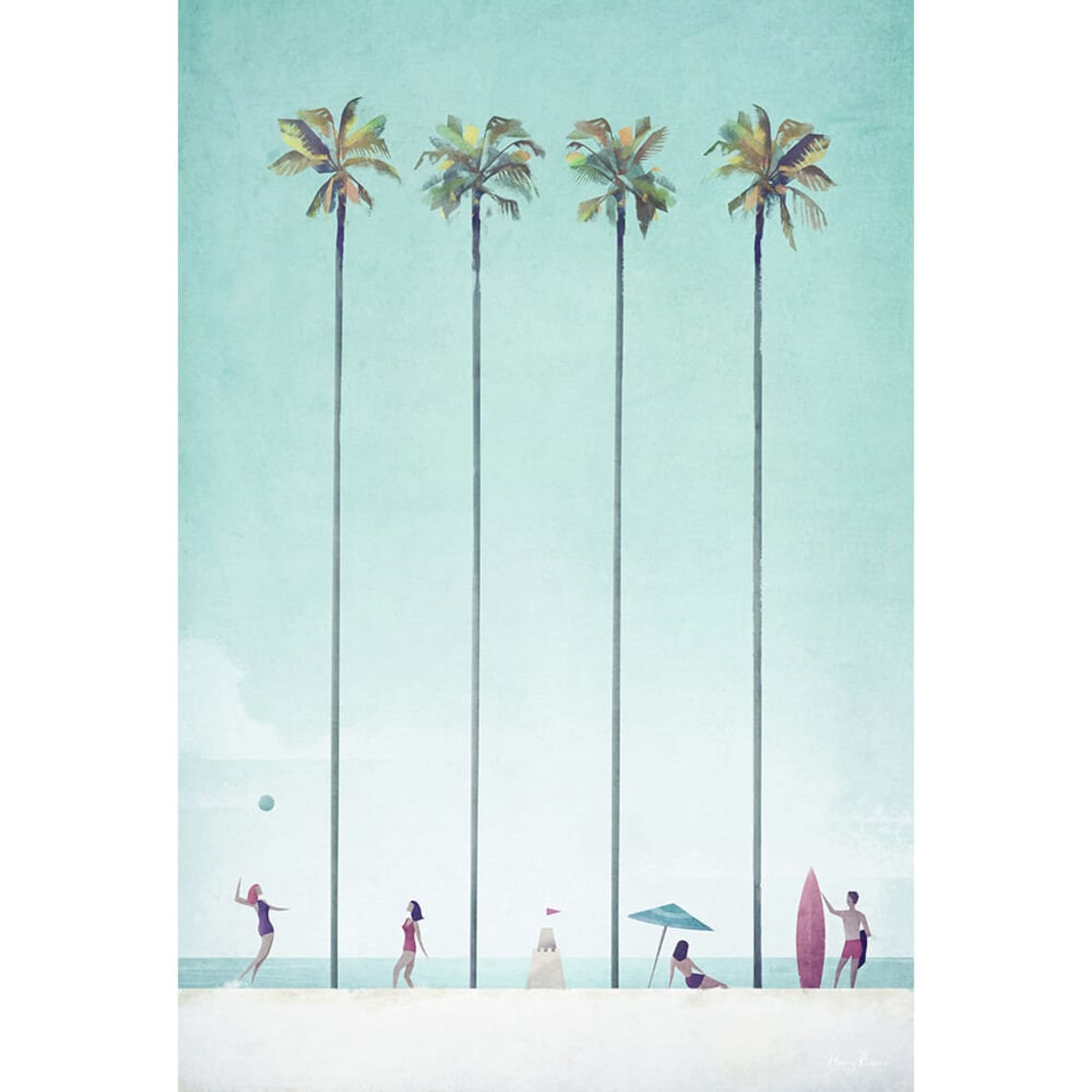 Palm Tree Beach by Henry Rivers, Beach Poster - Image 3