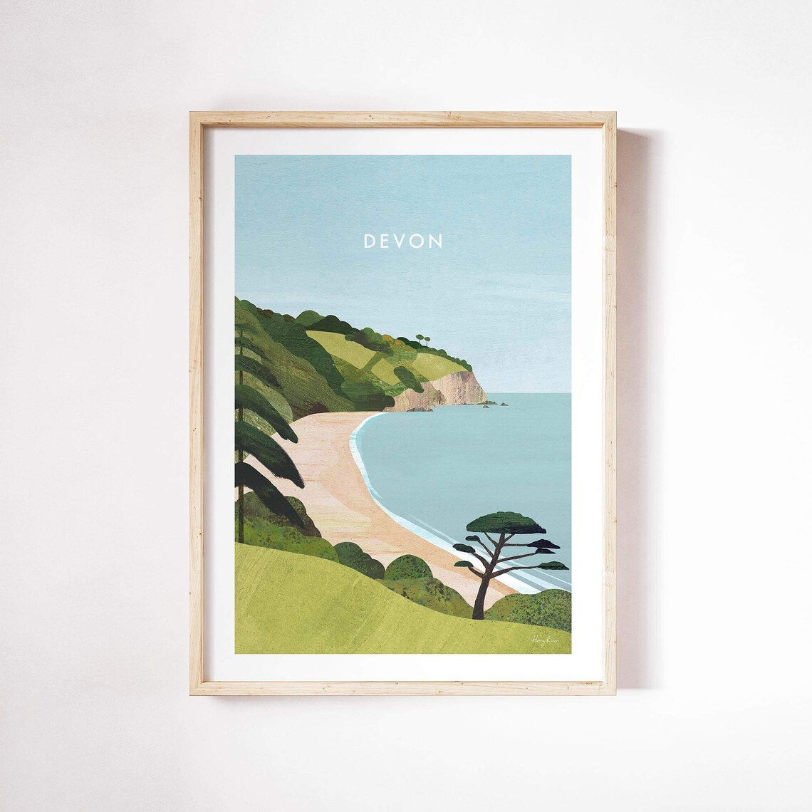 Devon Blackpool Sands Travel Poster, Coastal Art Print