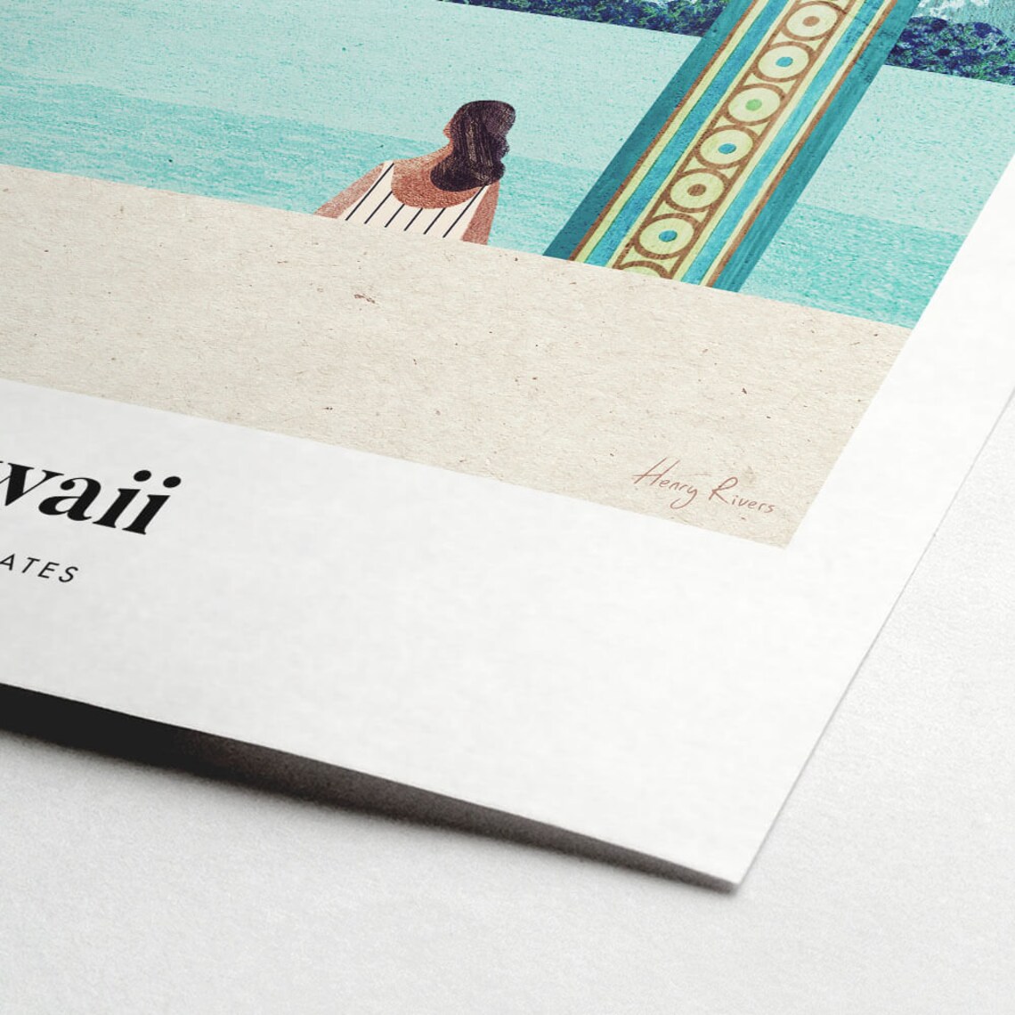 Hawaii by Henry Rivers, Vintage Travel Poster - Image 2