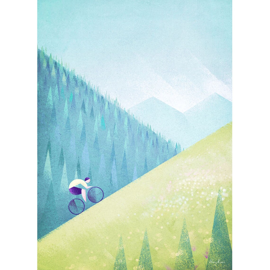 Cycling Print by Henry Rivers, Bike Wall Art - Image 3