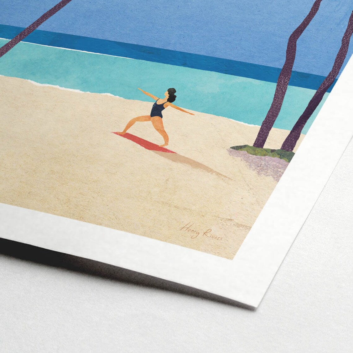 Yoga Girl by Henry Rivers, Beach Yoga Poster - Image 2