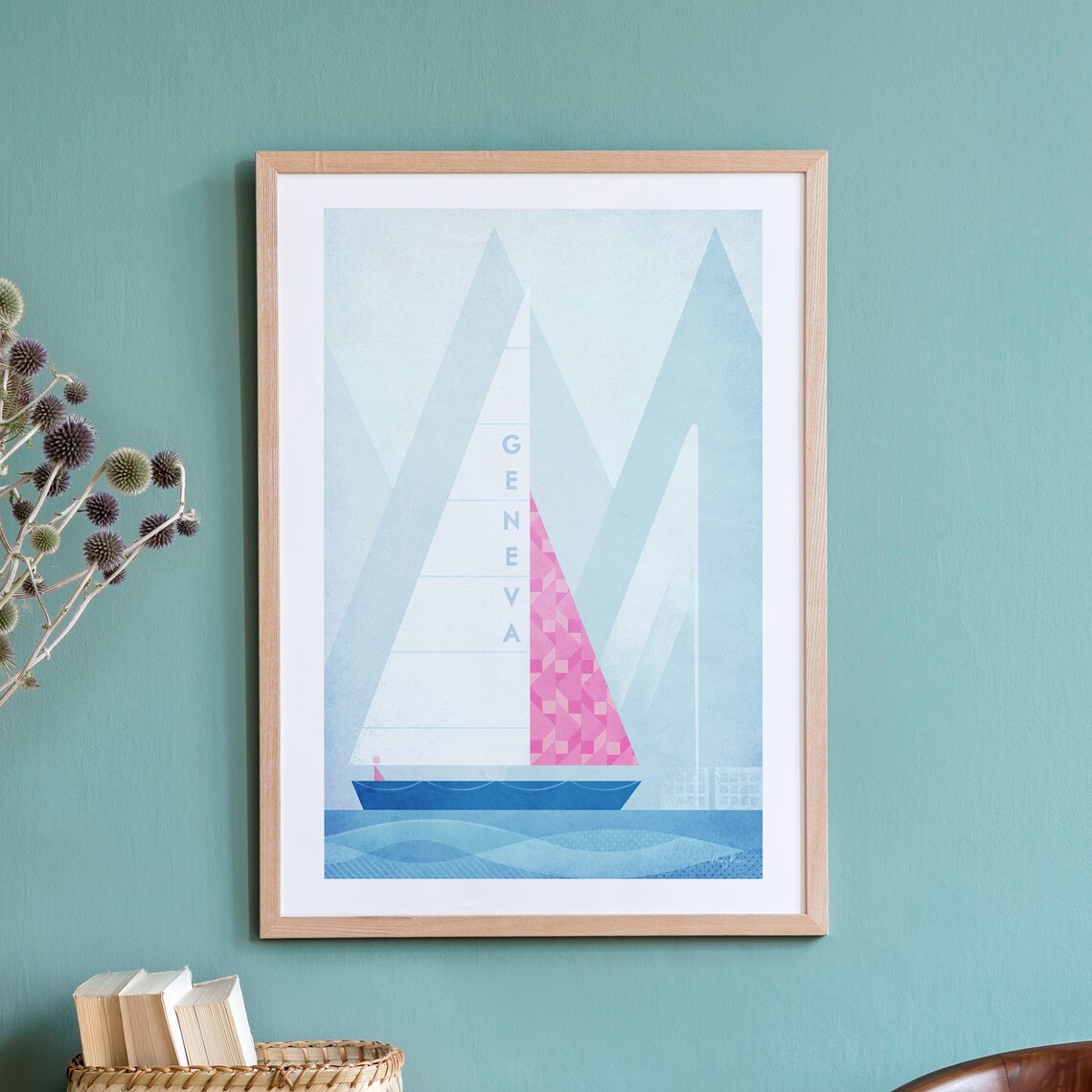 Geneva Travel Poster, Minimalist Vintage Retro Style