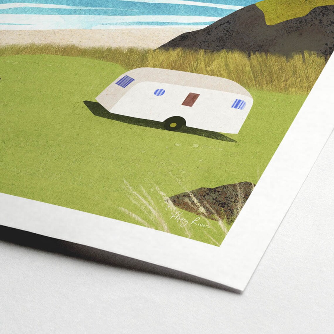 Cornwall Caravan Travel Poster, Henry Rivers - Image 3