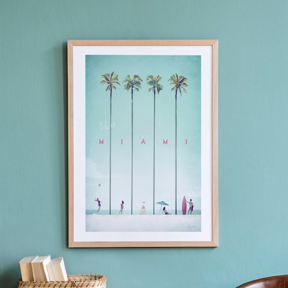 Miami Vintage Retro Travel Poster Art Print