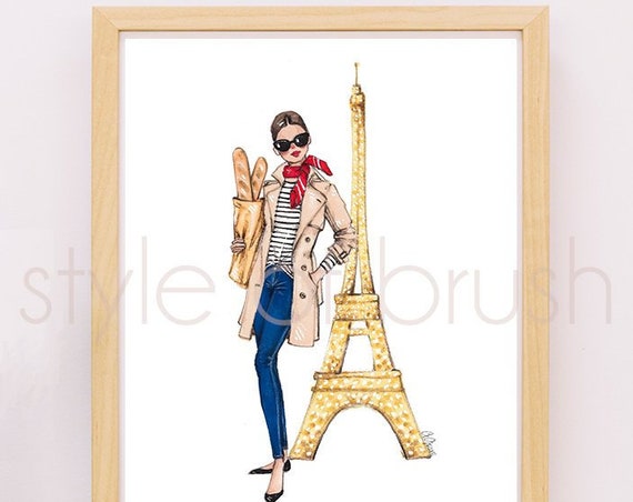 Parisian Fashion Illustration Eiffel Tower Illustration Fashion Illustration