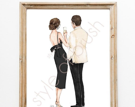 Couple Drawing Lovely Couple Couple Gift Fashion Illustration