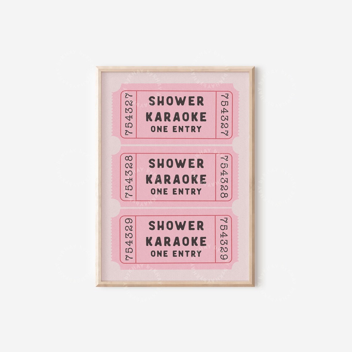 Shower Karaoke One Entry Retro Pink Ticket Stub Bathroom Wall Poster - Image 4