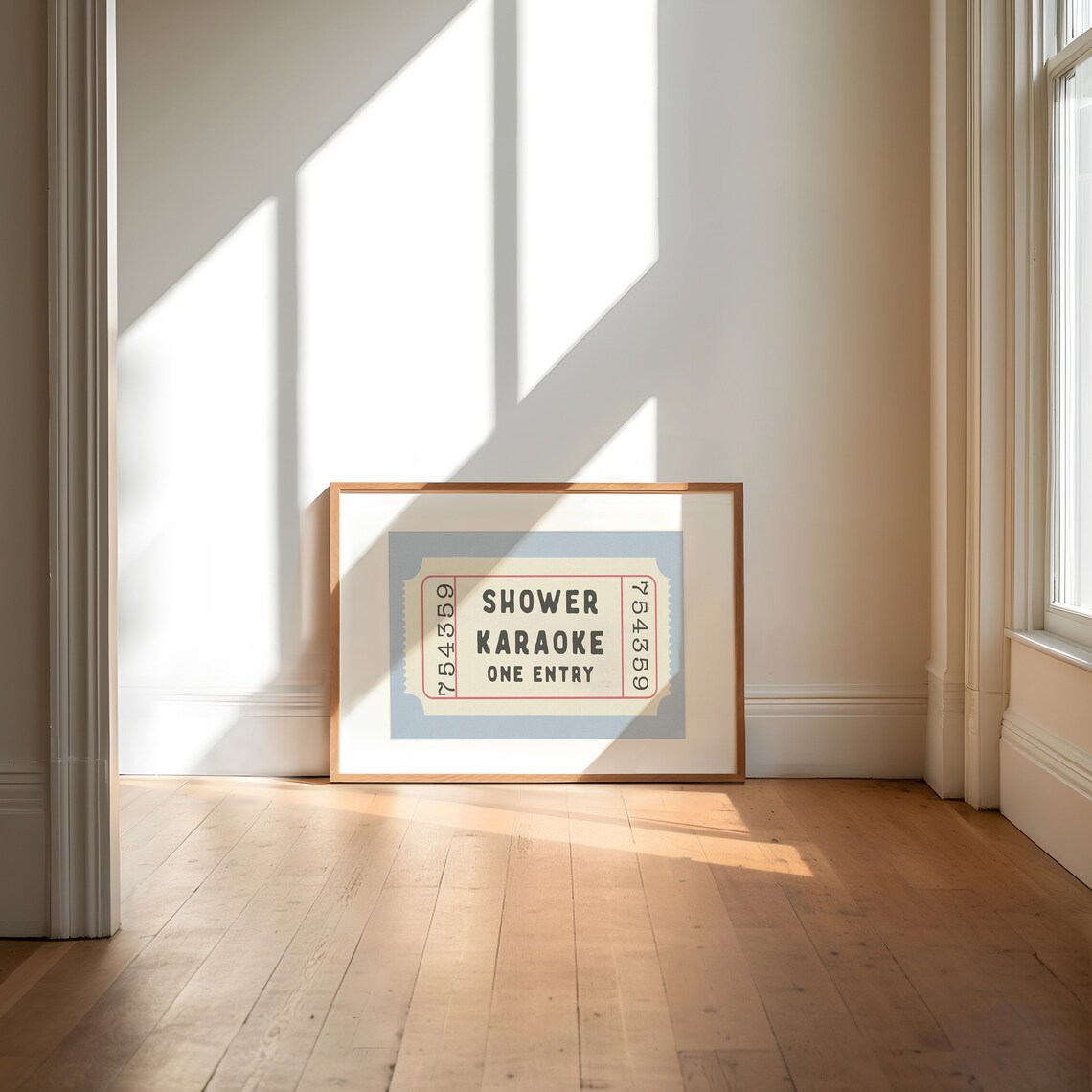 Shower Karaoke Ticket Retro Blue Aesthetic Art Print - Image 4