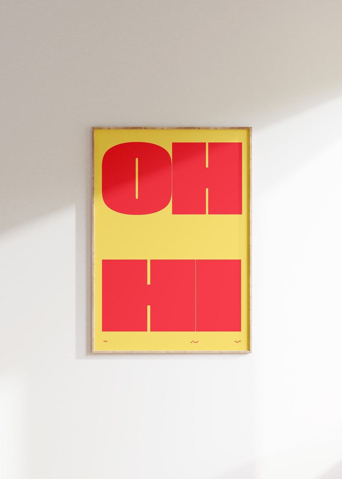 Oh Hi Bold Red Yellow Typography Funky Retro Wall Decor Art Poster - Image 4