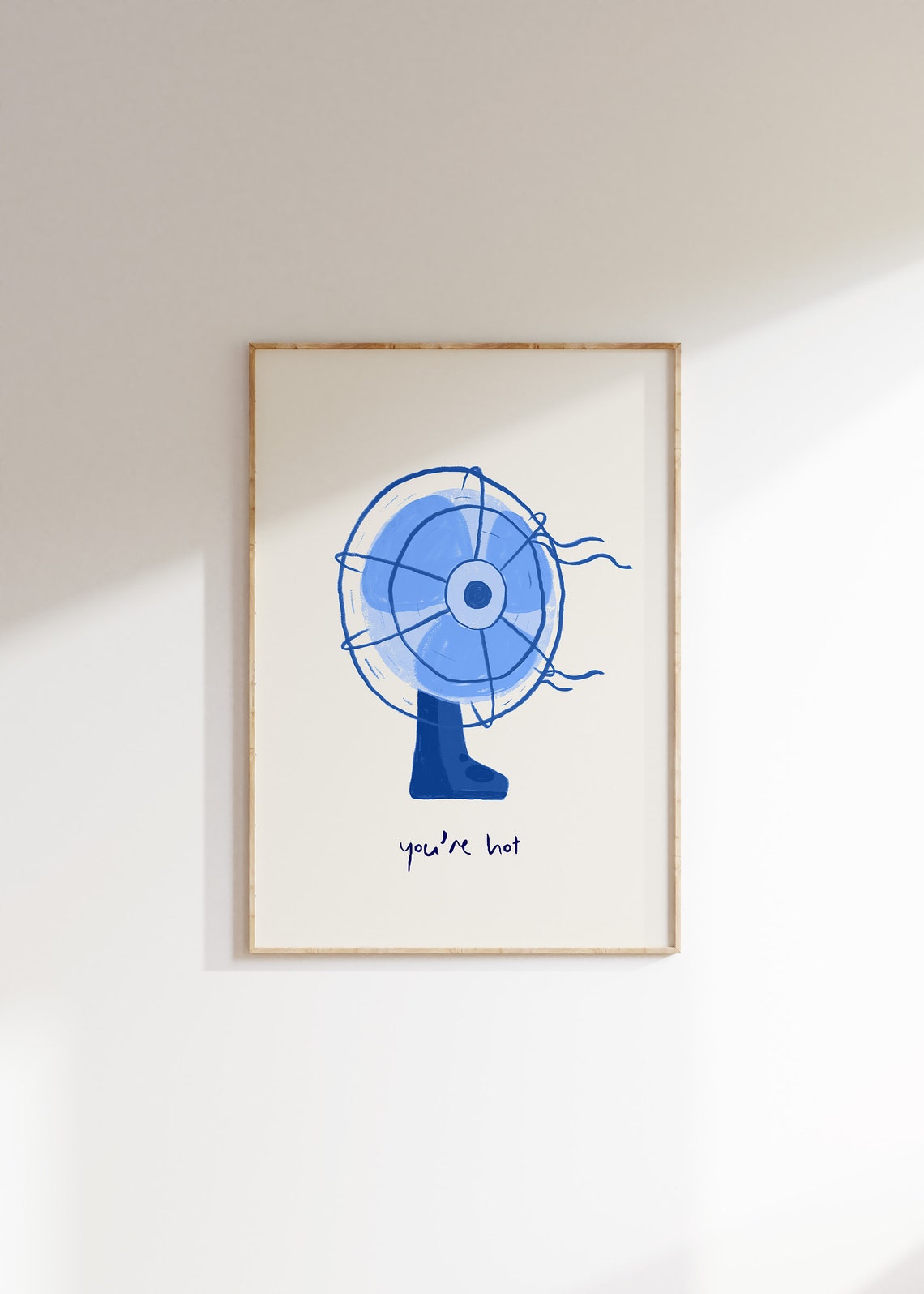You Are Hot Blue Retro Fan Illustration Cheeky Flirty Poster - Image 4