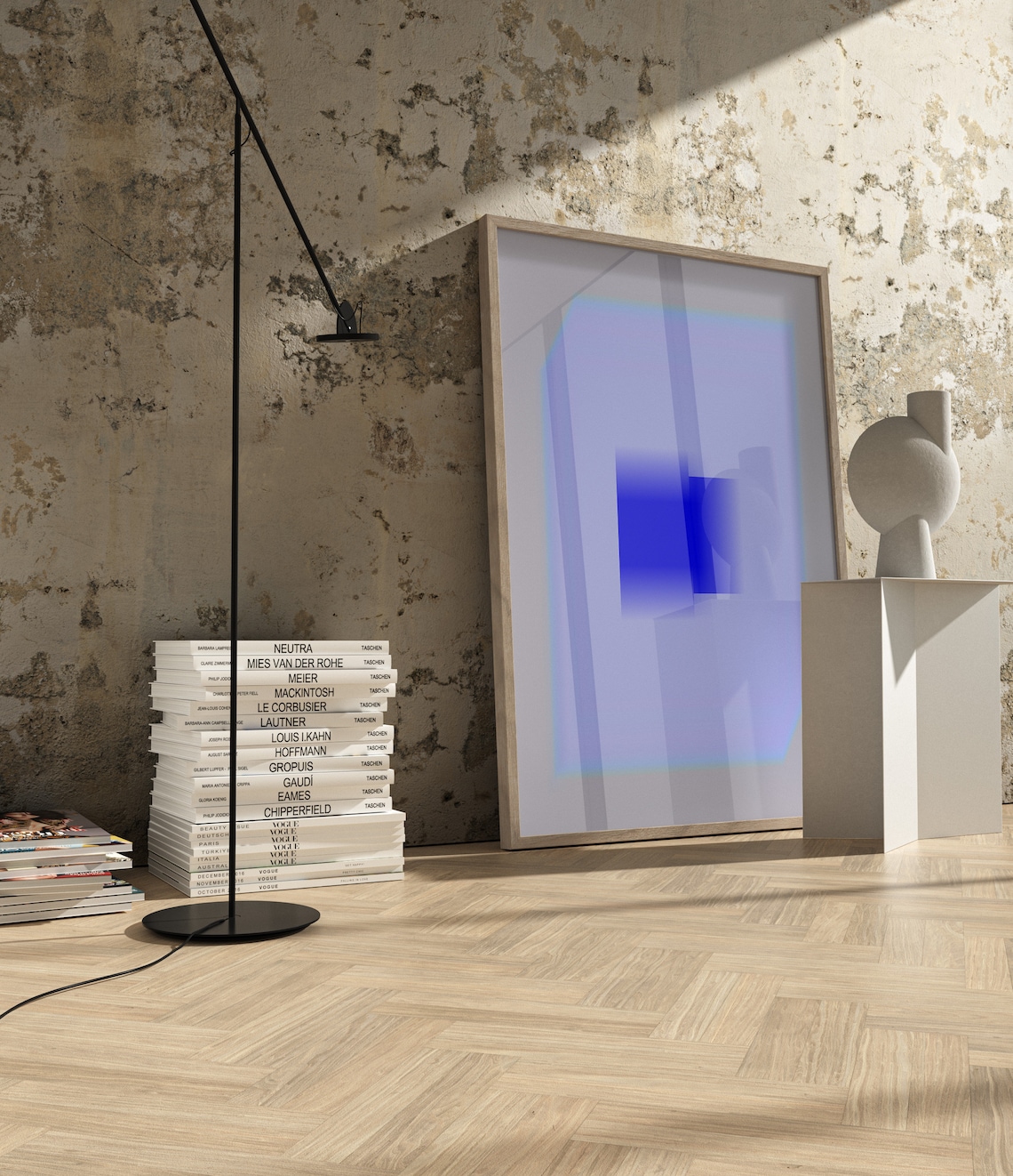 Baby Blue Mid-Century Modern Abstract Art Print - Image 3