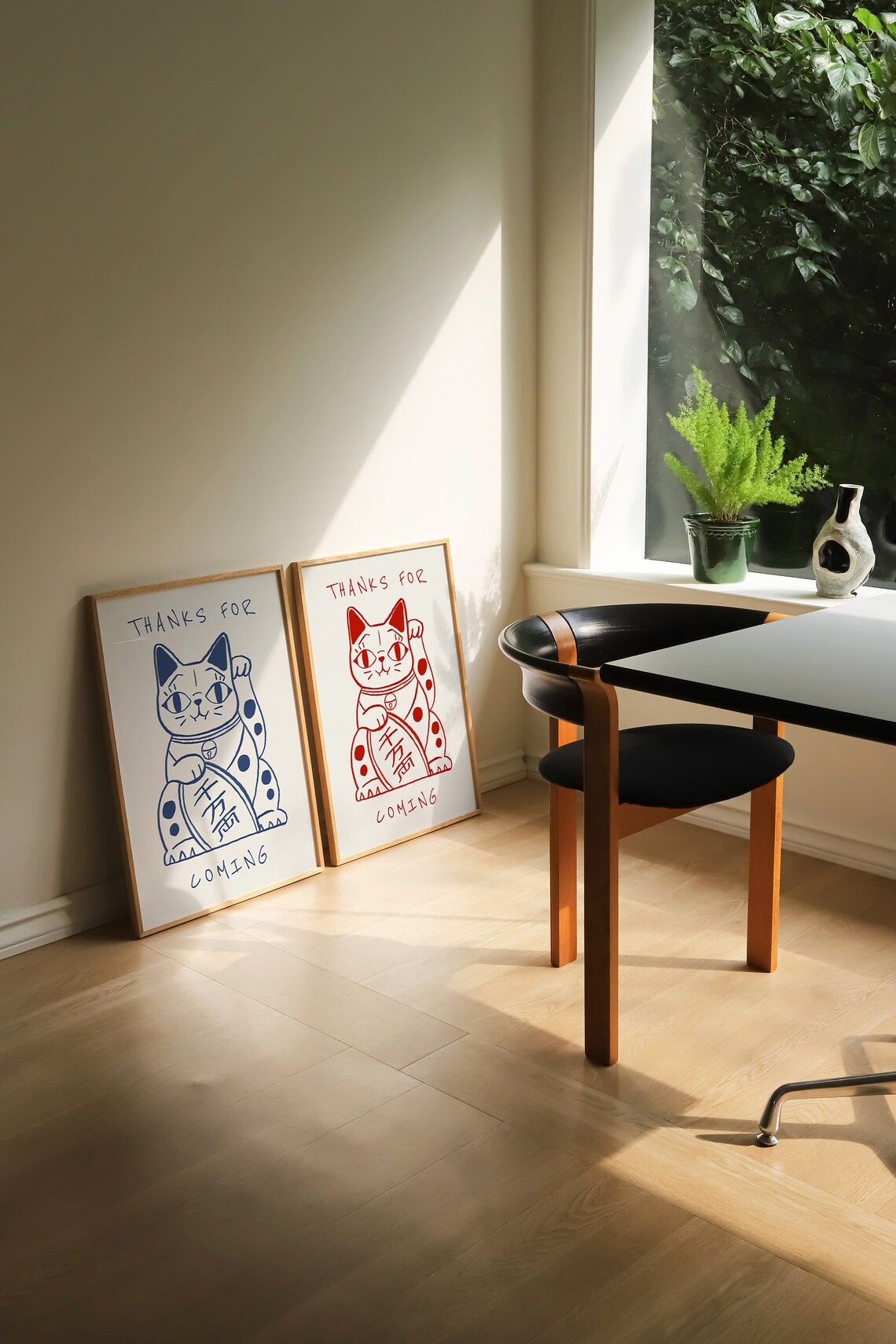 Waving Lucky Cat Thanks For Coming Poster - Image 3