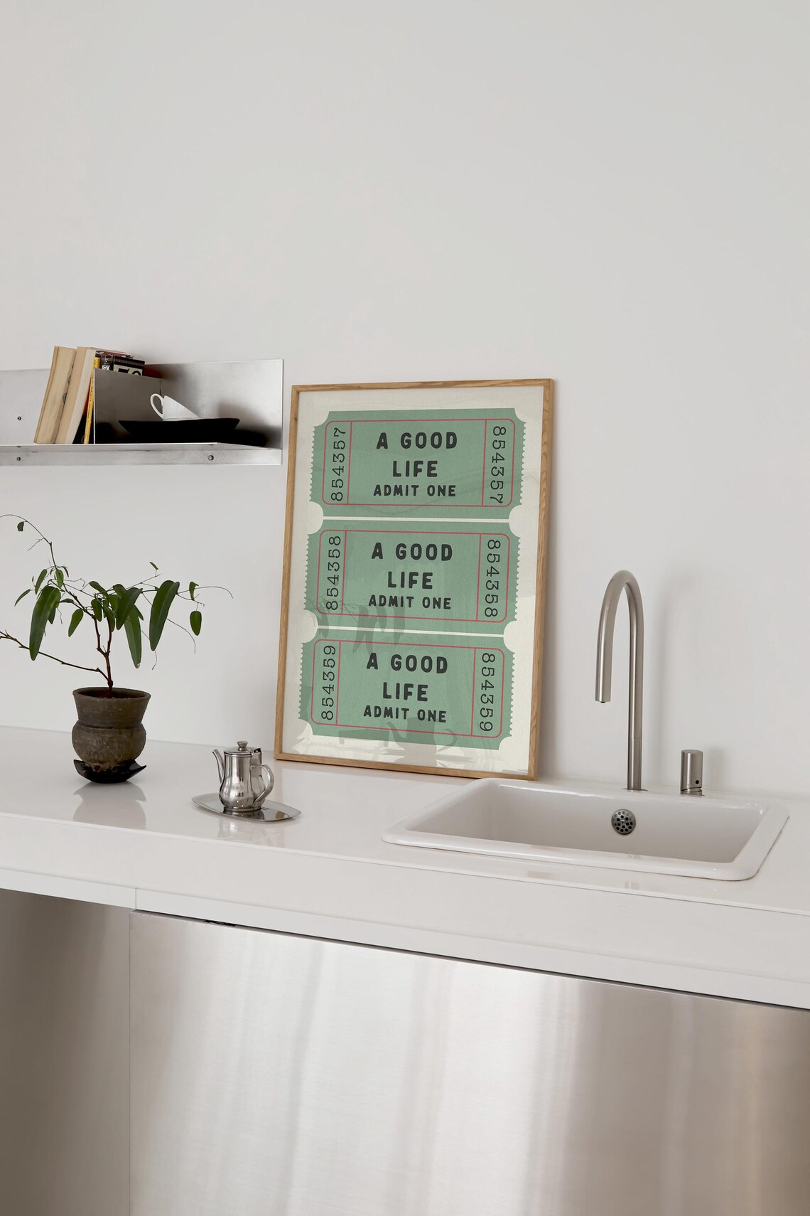 A Good Life Ticket Art Print, Retro Typography Quote - Image 2
