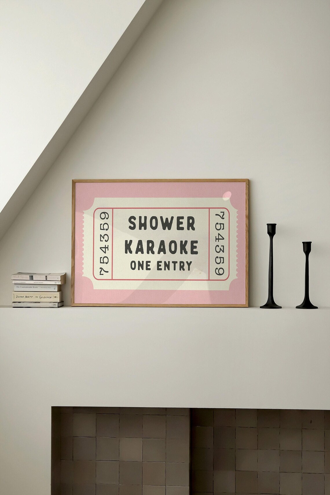Shower Karaoke Ticket Pink Bathroom Poster - Image 3
