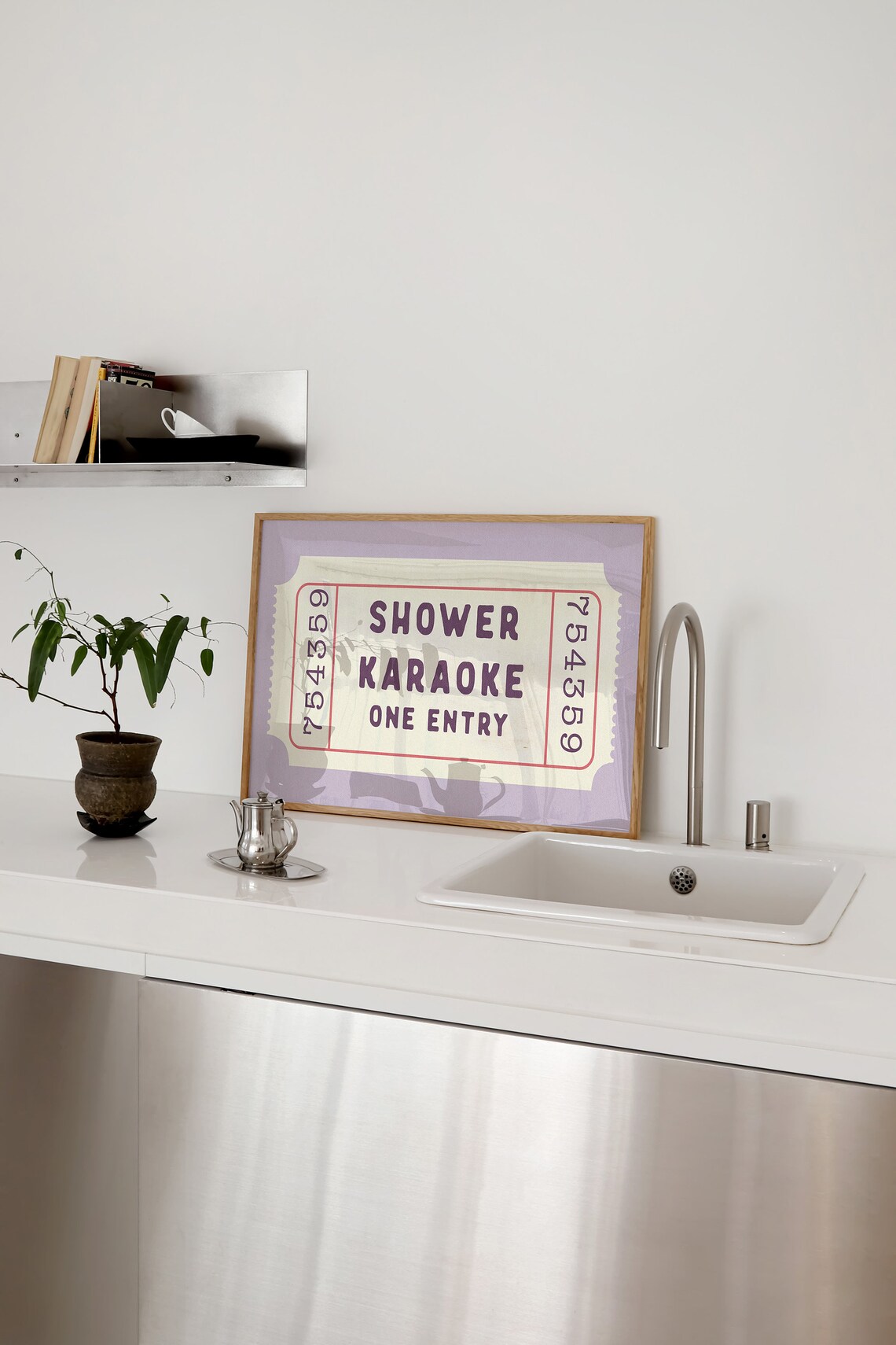Shower Karaoke Ticket Retro Purple Aesthetic Art Print - Image 4