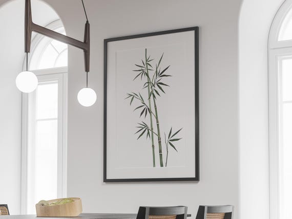 Japanese Bamboo Art Print Zen Ink Brush Minimalist Decor
