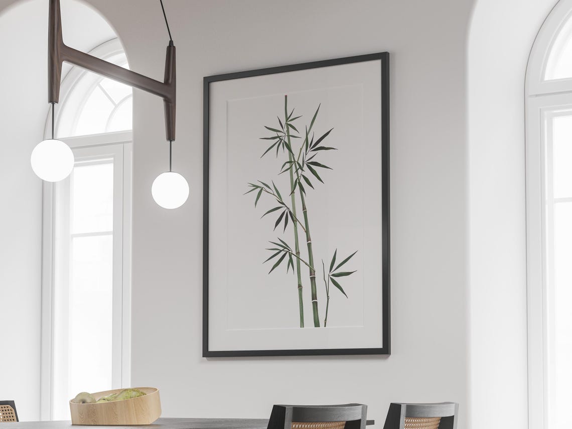 Japanese Bamboo Art Print Zen Ink Brush Minimalist Decor