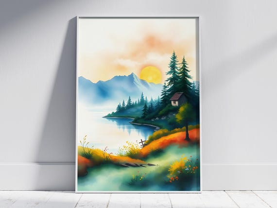 Minimalist Splash Art Landscape Bright Abstract Wall