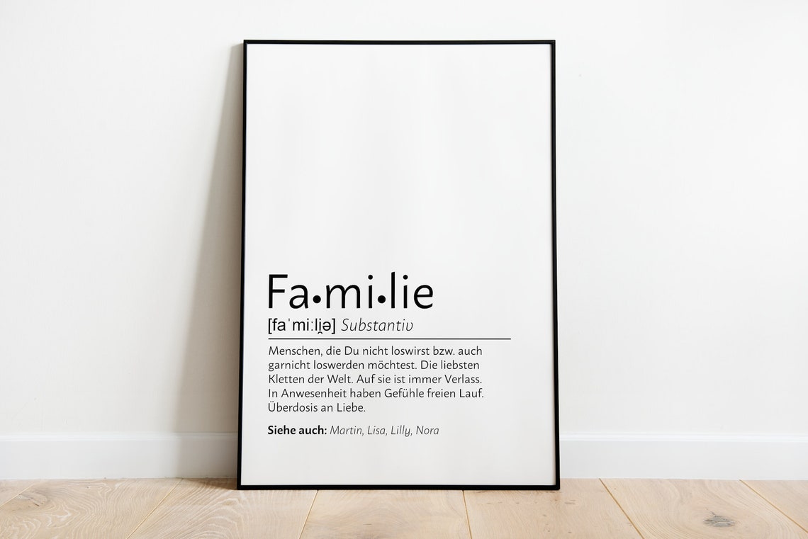 Personalized Family Poster Definition Of The Word Family In Sizes A5 A3