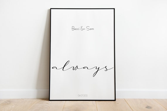 Always Personalized Love Art Print, Wedding Gift
