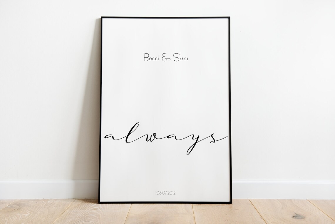 Always Personalized Love Art Print, Wedding Gift