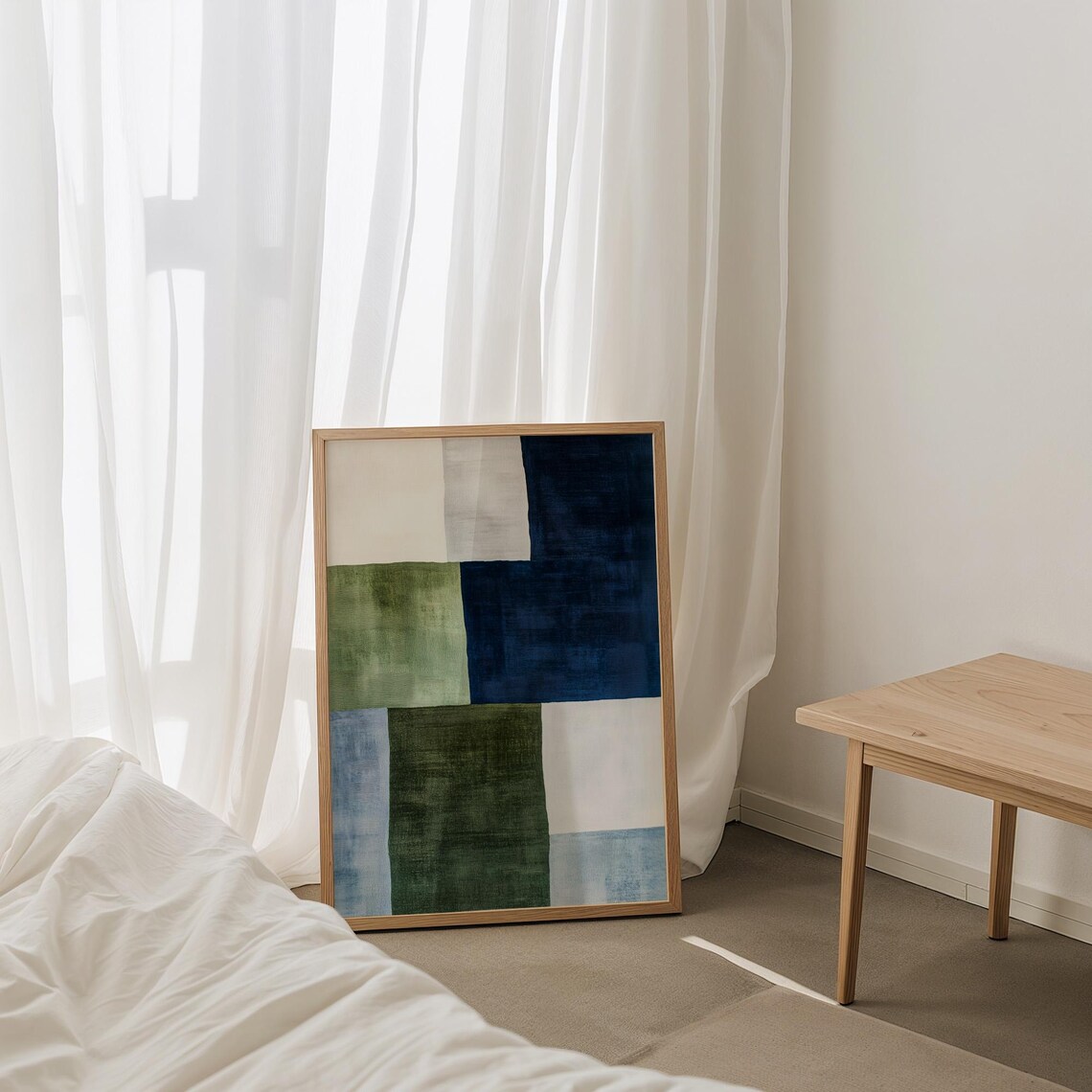 Green Blue Beige Geometric Minimalist Modern Art Wall Poster - Image 3
