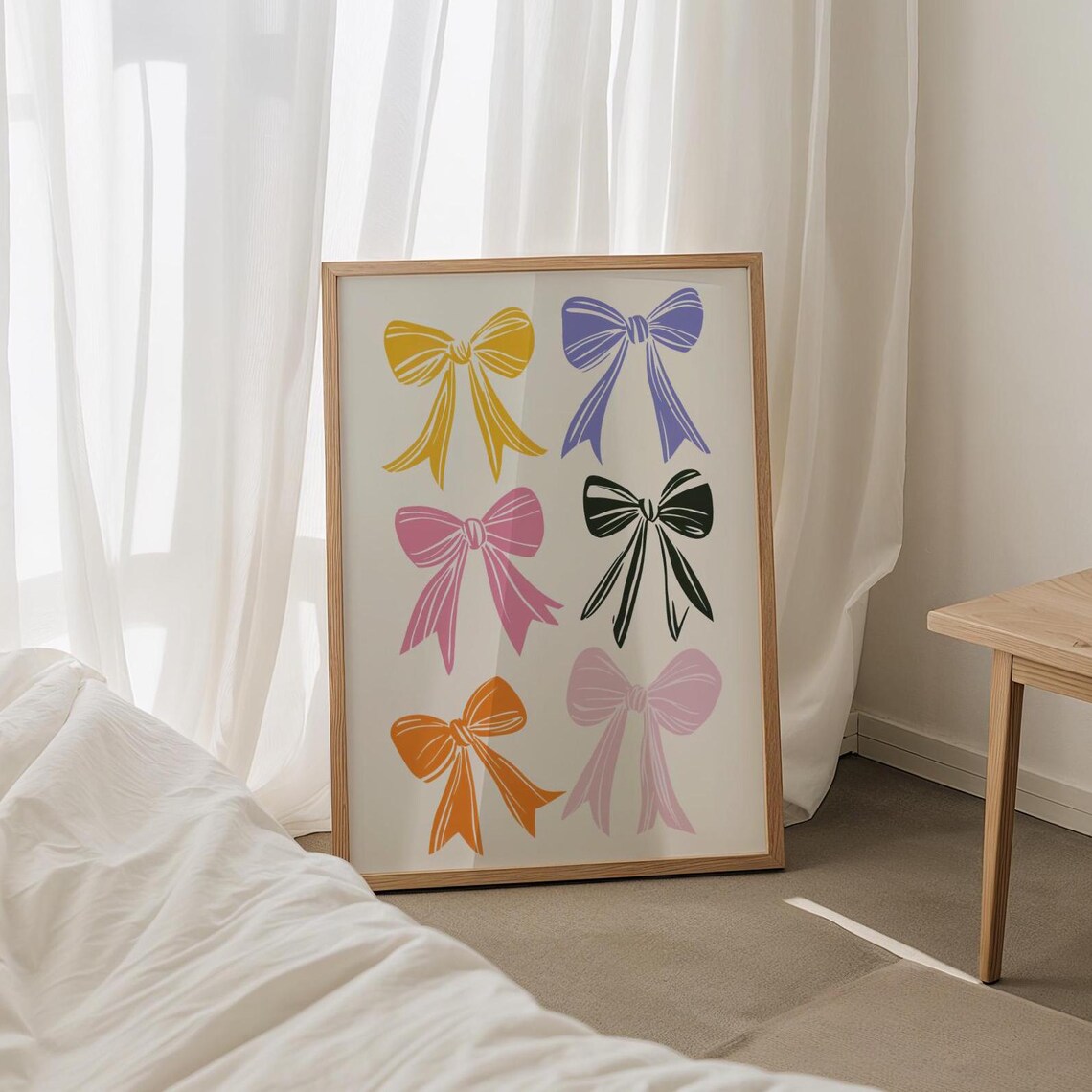 Sweet Colorful Coquette Ribbon Bows Preppy Dorm Room Decor Poster