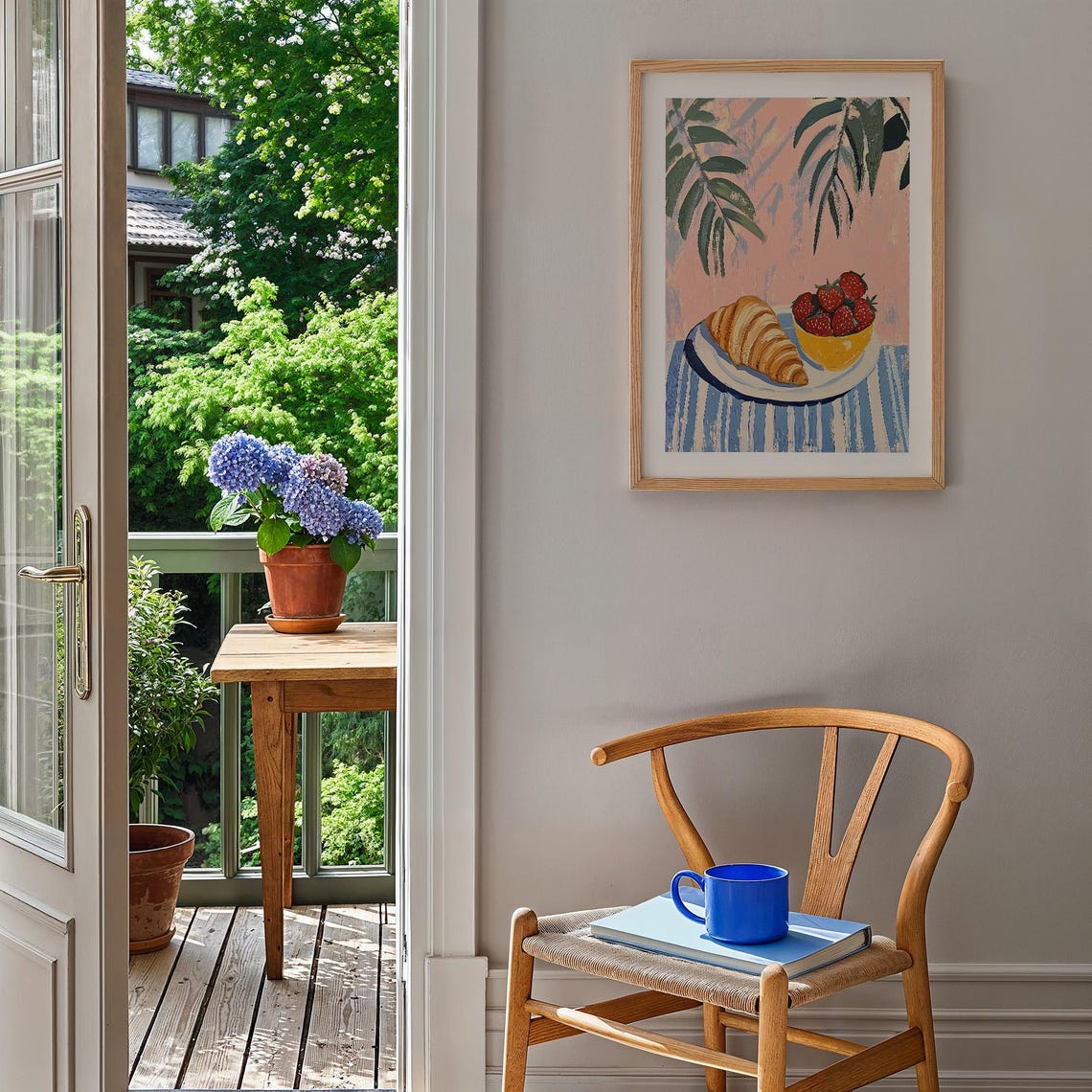 Croissant and Strawberries Breakfast Still Life Kitchen Poster - Image 3