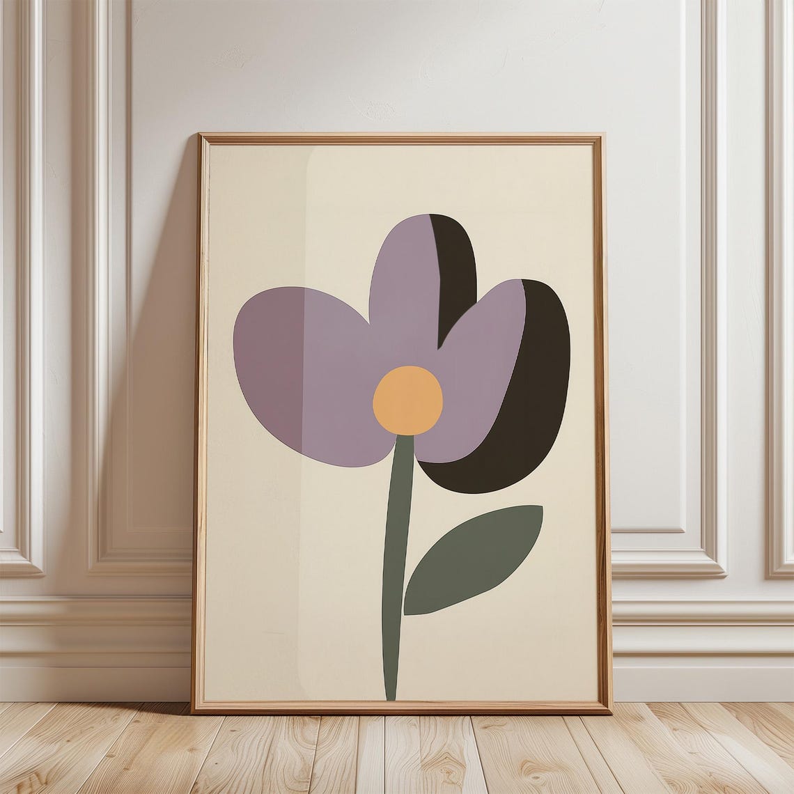 Oversized Single Purple Flower Minimalist Botanical Art Poster