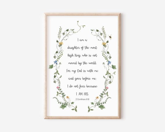 Daughter Of The Most High King Scripture Floral Wreath Poster