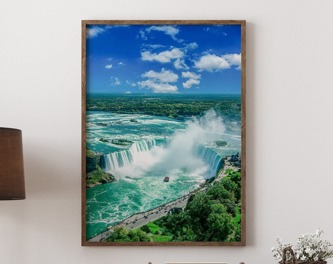 Niagara Falls Aerial Photo Horseshoe Falls Canada Travel Poster