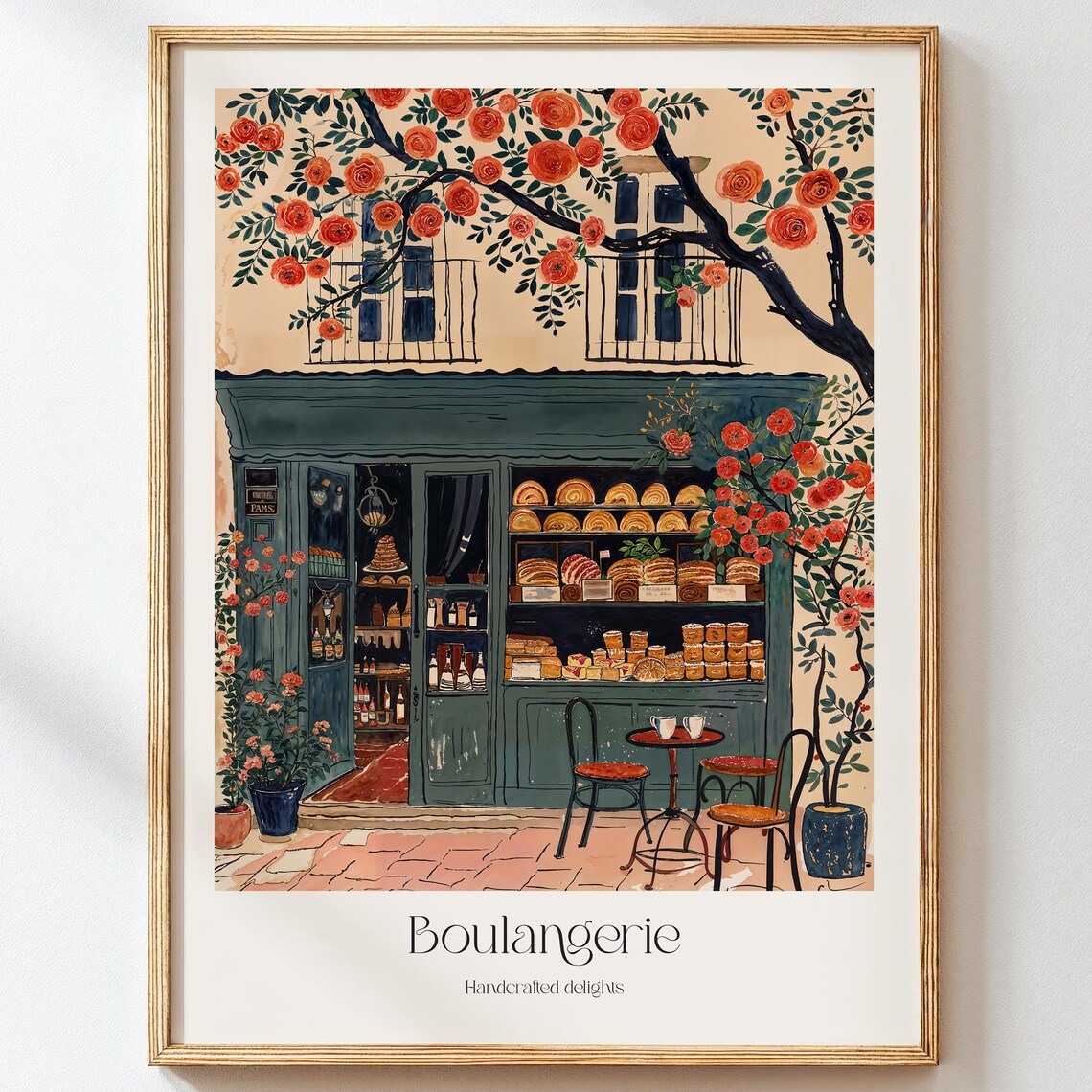 French Bakery Cafe Art Print, Parisian Kitchen Decor