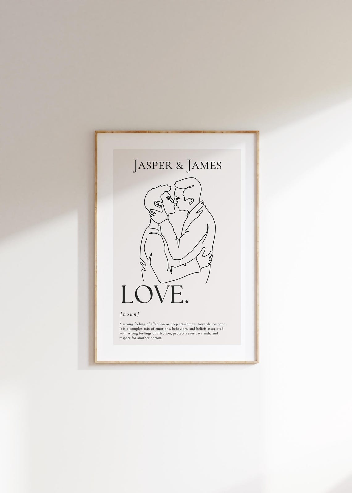 Personalized Gay Couple Love Definition Minimalist Line Art Poster - Image 4
