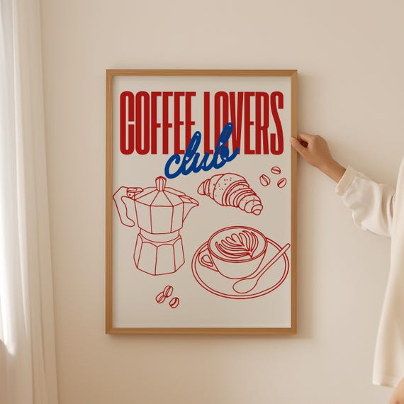 Coffee Lovers Quote Printtrendy Breakfast Wall Art For Kitchen Room Decor Funky Italian Poster Dopamine Gift