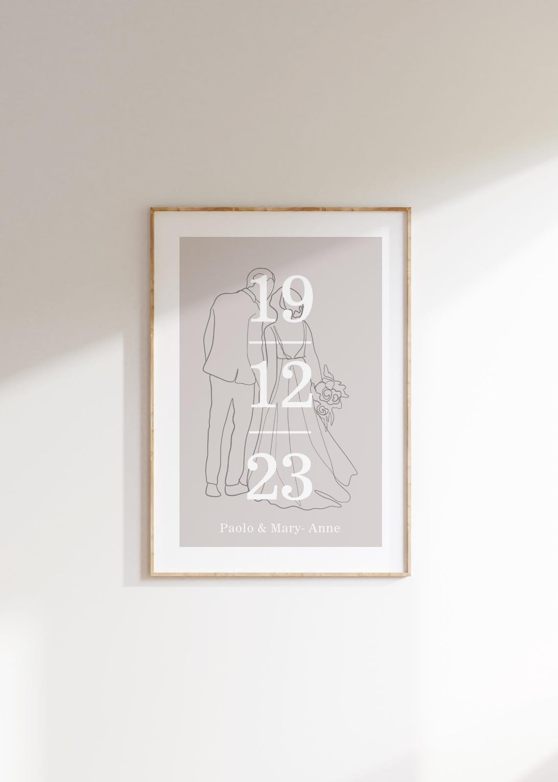 Personalized Wedding Date Line Art Minimalist Couple Love Poster - Image 4