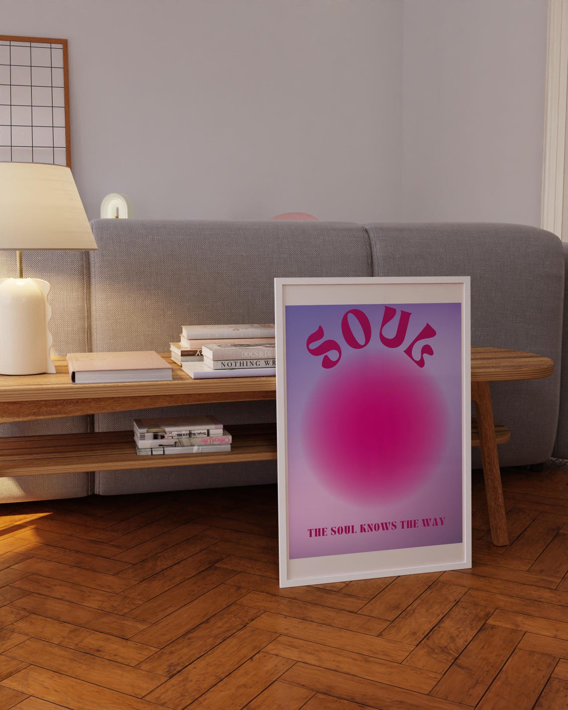 Soul Knows The Way Retro Pink Typography Poster Aura Gradient Art - Image 5