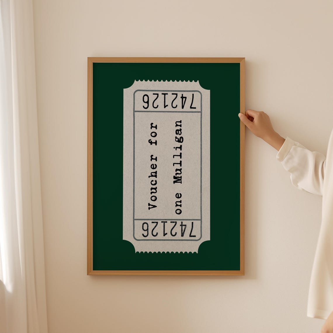 Golf Mulligan Voucher Ticket Poster for Golfer Gifts on Deep Green Art