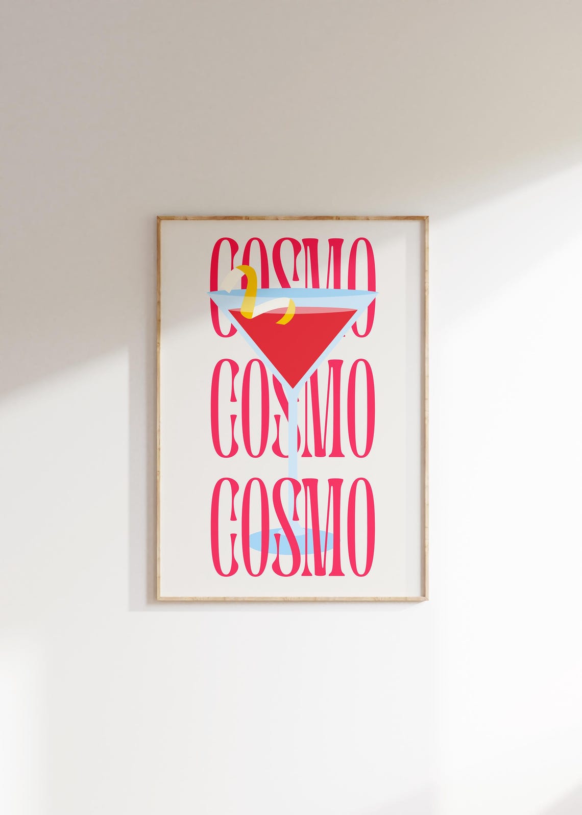 Cosmo Pink Typography Cocktail Poster Martini Glass Pop Art Decor - Image 4