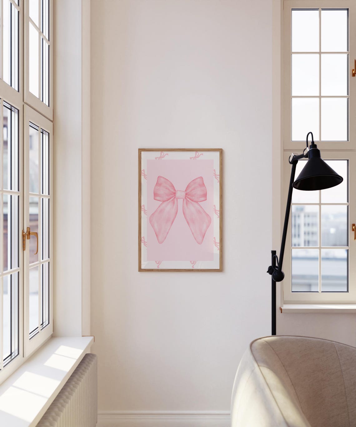 Pink Watercolor Ribbon Bow Border Coquette Balletcore Decor Poster - Image 4
