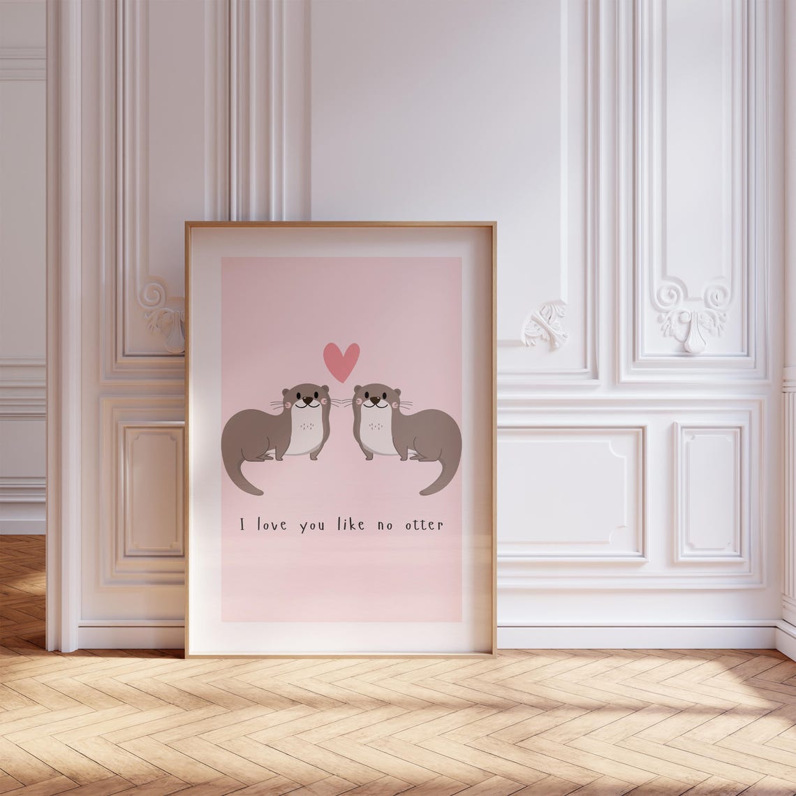 I Love You Like No Otter Cute Sea Otter Couple Valentine Poster