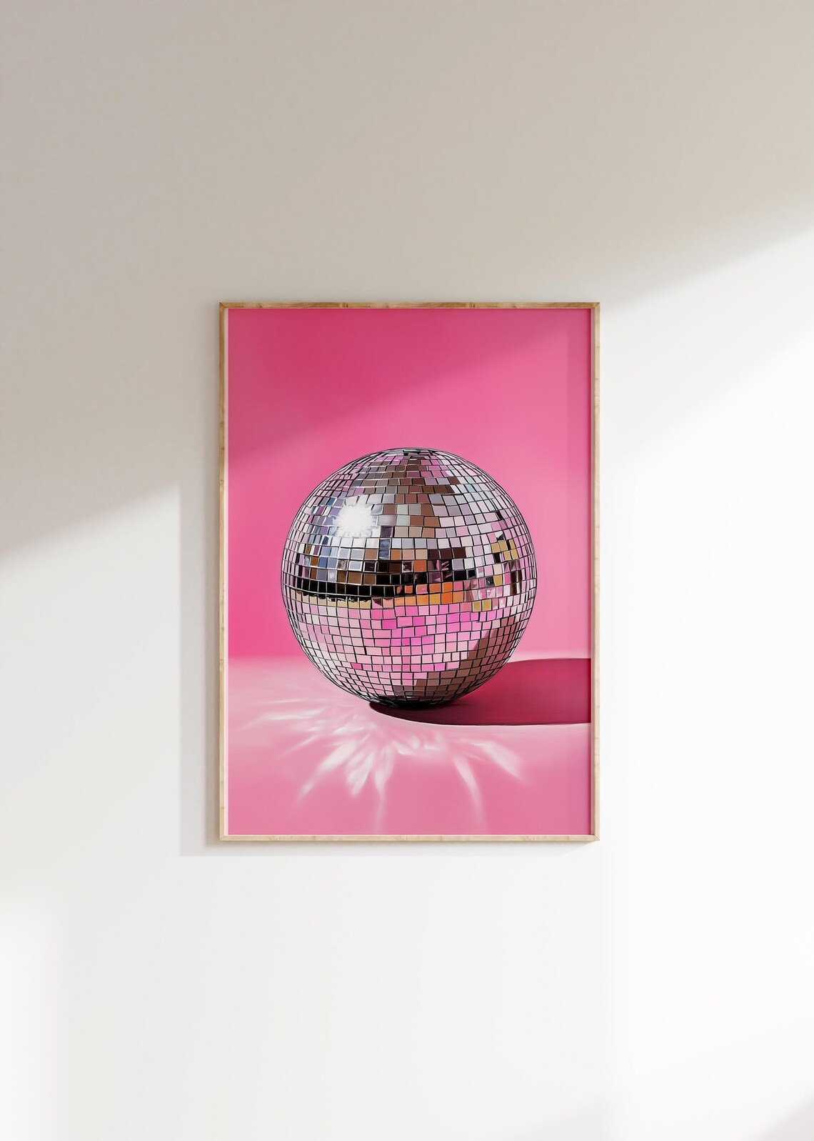 Pink Disco Ball Glam Minimal Trendy Party Wall Decor Art Poster - Image 3
