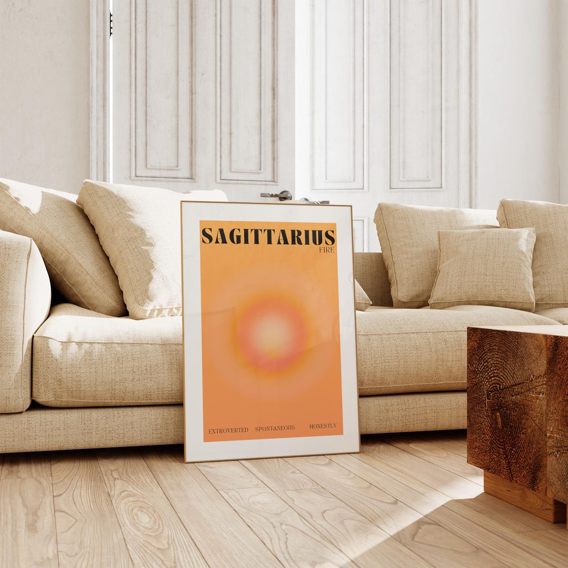 Sagittarius Fire Sign Orange Aura Gradient Zodiac Astrology Poster - Image 2