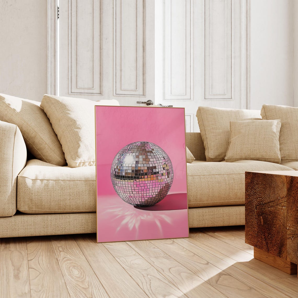 Pink Disco Ball Glam Minimal Trendy Party Wall Decor Art Poster - Image 2