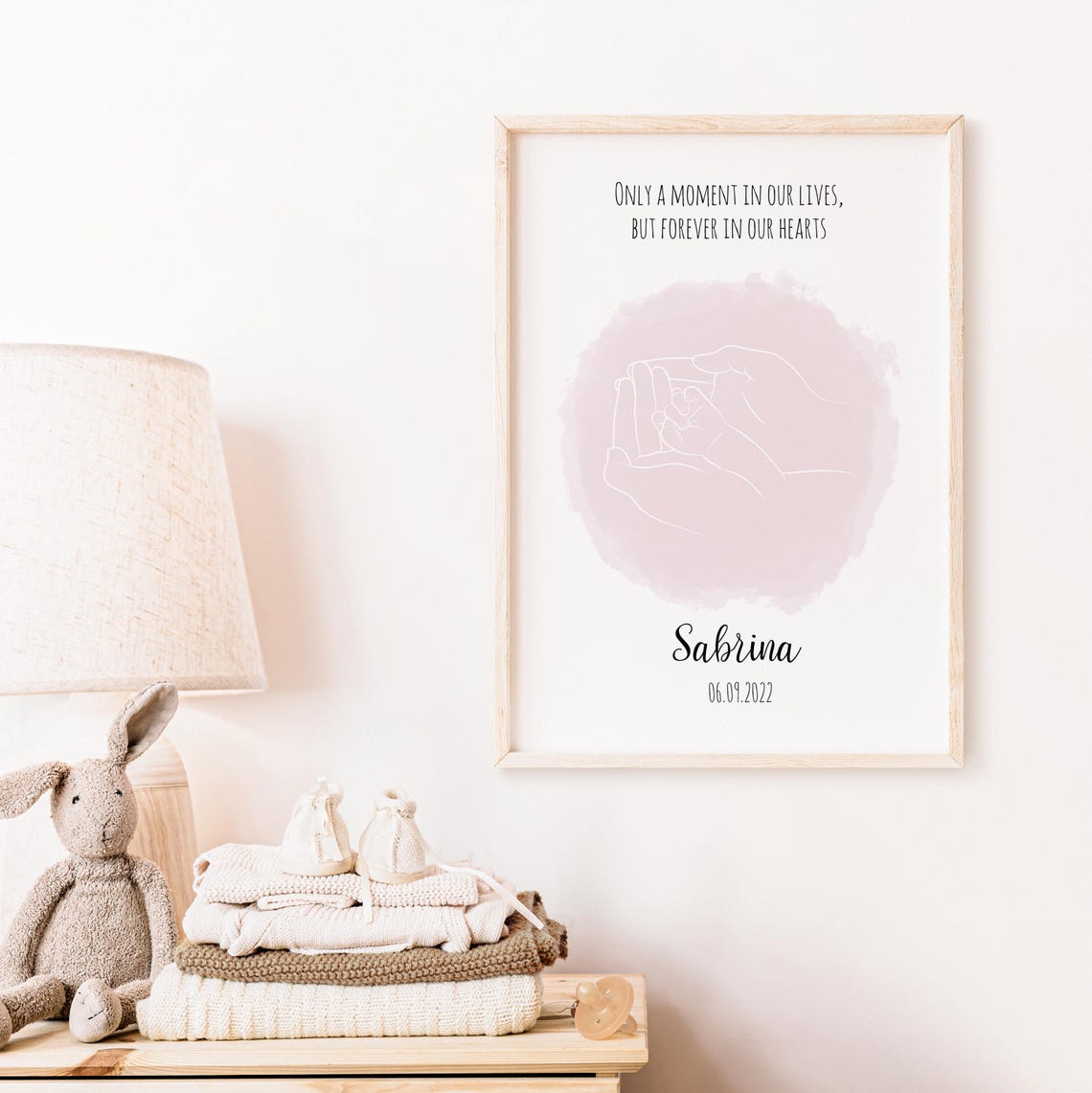 Personalized Baby Foot In Hands Line Art Memorial Quote Poster - Image 5