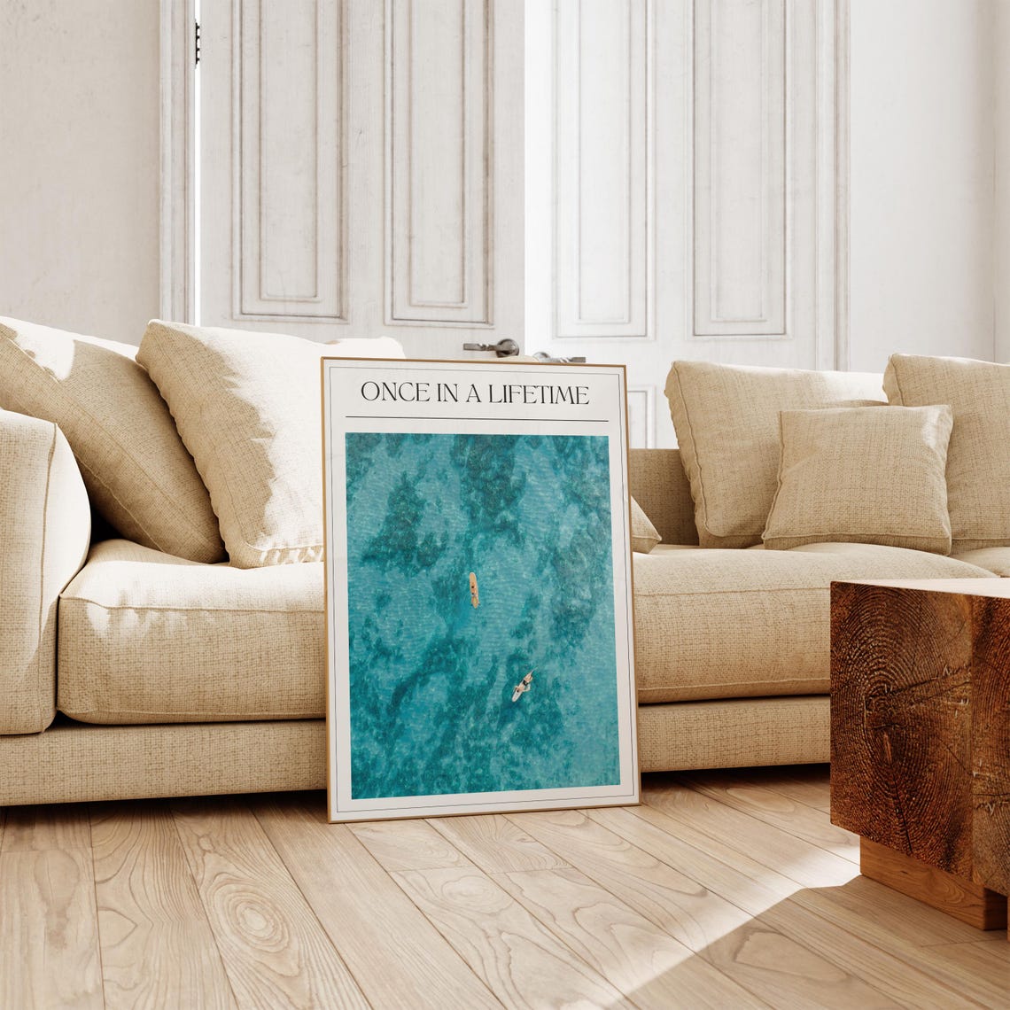 Once in a Lifetime Aerial Surfers Turquoise Photo Art Wall Poster - Image 3