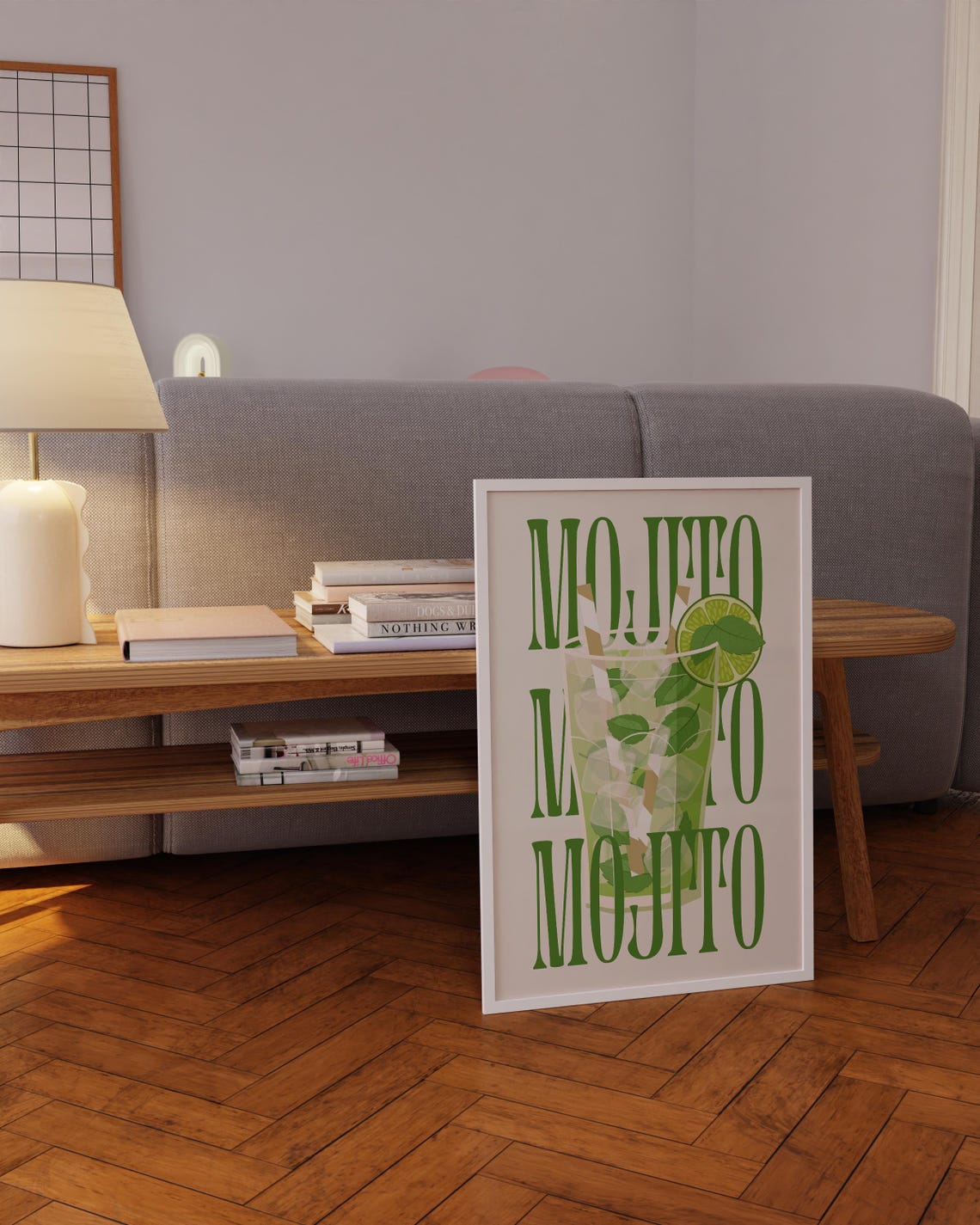 Mojito Cocktail Green Retro Typography Kitchen Bar Poster Art - Image 5