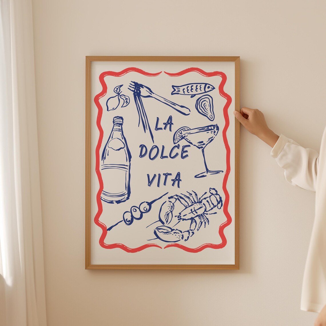 La Dolce Vita Italian Food Lobster Pasta Trattoria Kitchen Wall Poster