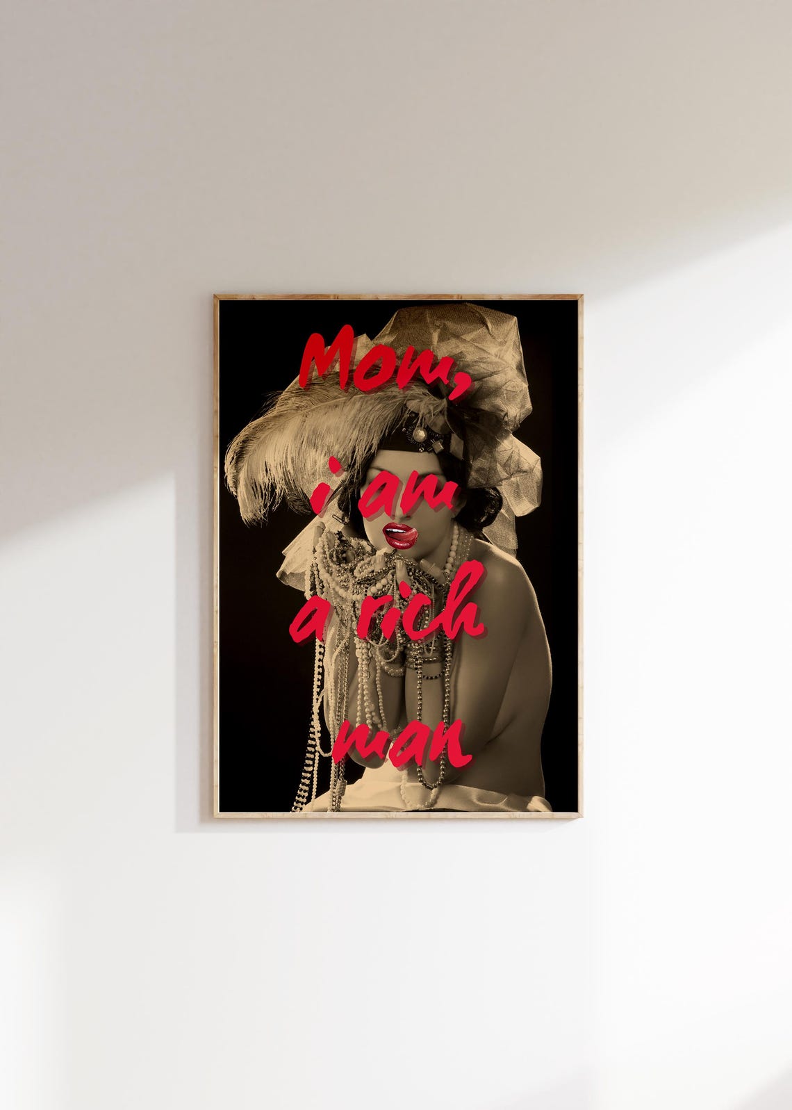 Mom I Am a Rich Man Retro Flapper Girl Pink Quote Wall Art Piece - Image 3