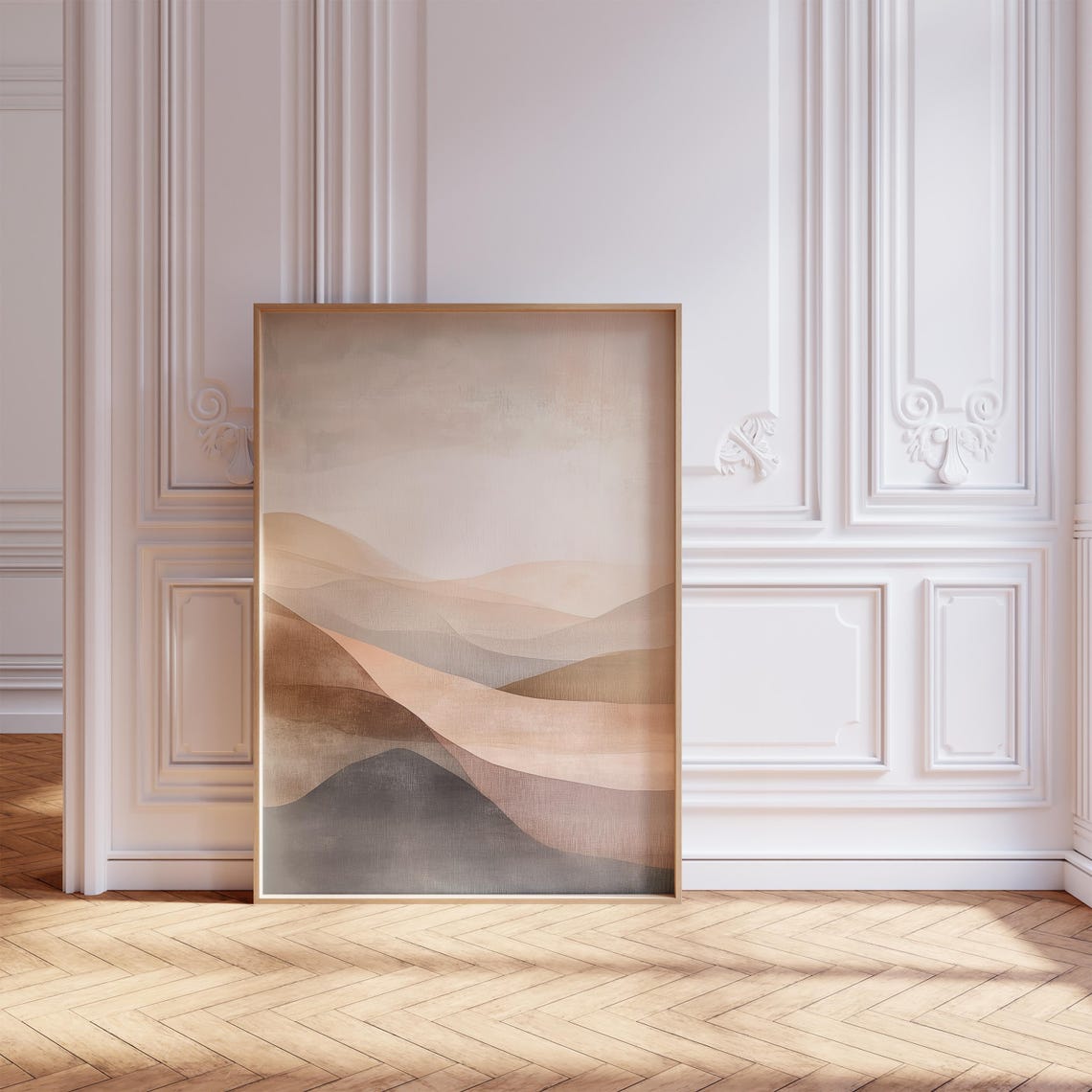 Beige Japandi Wabi Sabi Abstract Layered Hills Landscape Poster - Image 3